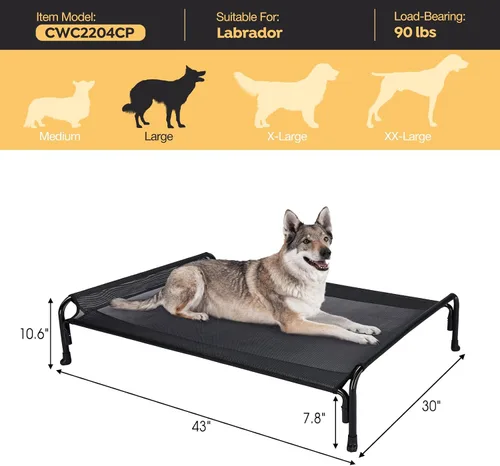 Vista 6 de Veehoo Cama Elevada para Perros al Aire Libre, Cuna Elevada para Perros Grandes, Cama de Hamaca para Mascotas Enfriable Lavable Impermeable