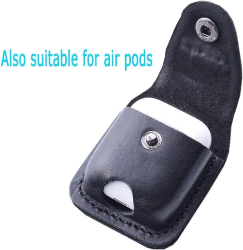 Vista 5 de Funda de cuero para encendedor hecha a mano con lazo para cinturón de bolsillo