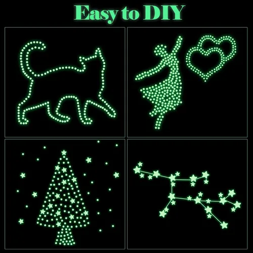 Vista 8 de 969 calcomanías de estrellas que brillan en la oscuridad, estrellas y lunares, calcomanías de pared para techo estrellado y calcomanías de pared