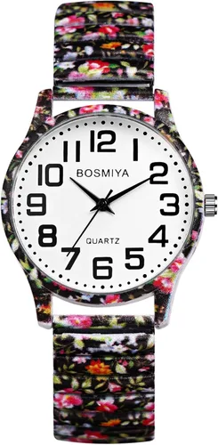 Vista 12 de Lancardo Reloj de pulsera para mujer: Bohemia elástica analógica de cuarzo, gran número, esfera blanca, fácil de leer, cumpleaños, día de San