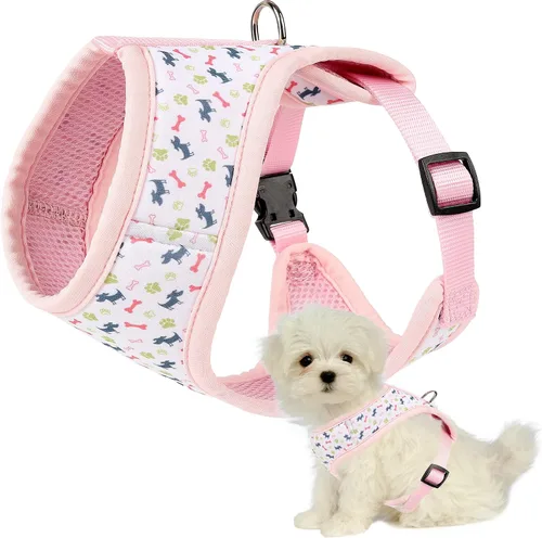 Vista 23 de Mile High Life Arnés para perro, chaleco floral de malla de aire para perros y gatos pequeños de 20 libras, fácil de poner, cierre fácil ajustable