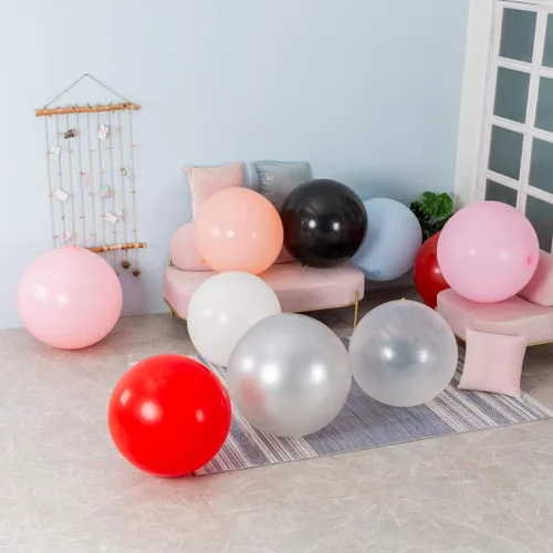 Vista 6 de Globos redondos gigantes de 36 pulgadas, paquete de 6 globos de látex negros para sesiones de fotos, bodas, baby shower, decoraciones de fiesta