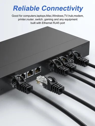 Vista 6 de Cable Ethernet corto de 0.5 pies, paquete de 2 cables de conexión Cat6 de 6 pulgadas (cable Cat 6, cable RJ45 de Internet, cable de red) 10 Gbps