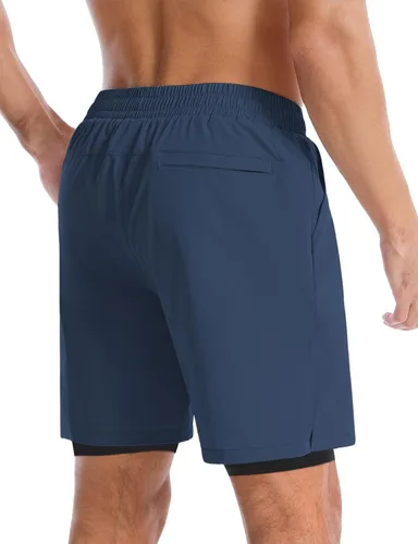 Vista 3 de Aolesy Pantalones cortos de correr para hombre de 57 pulgadas, de secado rápido, pantalones cortos de gimnasio con bolsillos, entrenamiento de tenis
