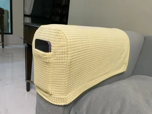 Vista 7 de Juego de 4 fundas elásticas para brazos de sofá, con bolsillo, fundas extraíbles antideslizantes para reposabrazos para sillón reclinable