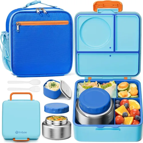 Vista 16 de Fimibuke Lonchera Bento para niños con tarro de comida, caja Bento a prueba de fugas con tarro de comida aislado de 8.5 onzas, bolsa de almuerzo