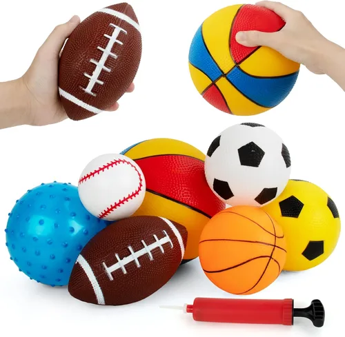 Vista 9 de Pelotas para niños pequeños de 1-3 años, juguetes deportivos para niños pequeños, juego de 7 pelotas deportivas de espuma suave para niños - pelota
