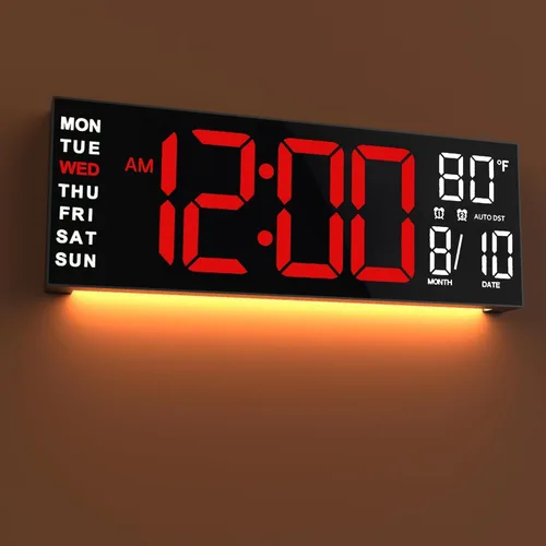 Vista 16 de JALL Reloj de pared grande de 16" digital con montaje en pared, temporizador de cuenta regresiva, alarma, LED grande, color RGB, horario de verano