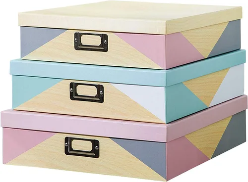Vista 10 de SLPR Cajas de almacenamiento decorativas con tapas para decoración del hogar, juego de 3: almacenamiento de fotos en blanco y negro, cajas de cartón