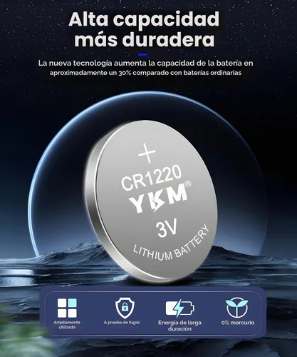 Vista 7 de Paquete de 5 pilas de litio CR1220 de 3 V con pilas de botón de larga