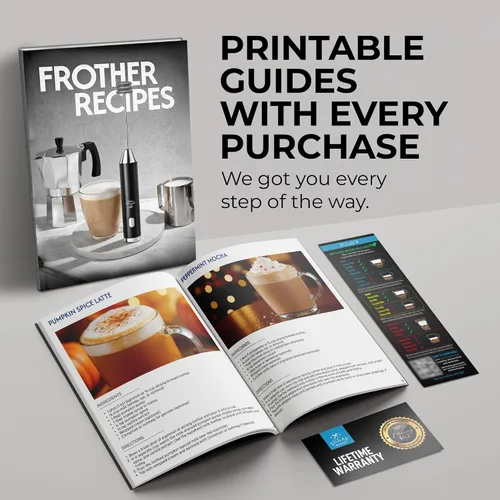Vista 51 de Zulay Milk Boss Espumador de leche potente manual, hace espuma para latte, batidor para mezclar bebidas, café, miniespumador para capuchino, frappé
