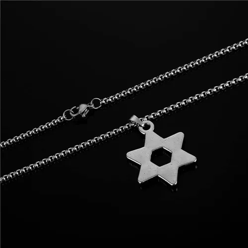 Vista 7 de Kefley Collar de estrella de David para hombre, collar retro de estrella judía, collares de cadena de acero inoxidable para hombres, collares