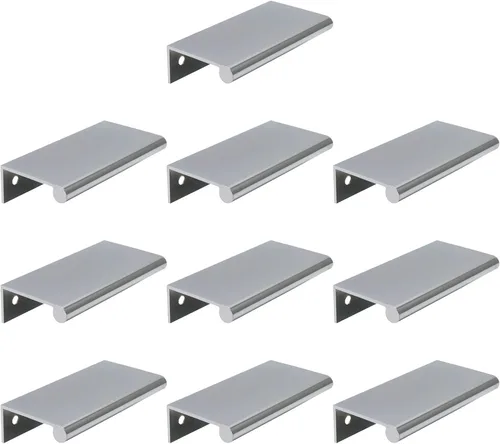 Vista 27 de Tiradores negros de 1.38 pulgadas para gabinete, 10 unidades, espacio entre agujeros de 0.63 pulgadas, tiradores de borde de aleación de aluminio