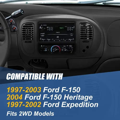 Vista 5 de Auto Dynasty Visera con bisel del panel delantero compatible con Ford F-150 Expedition 2WD 1997-2004, negro texturizado