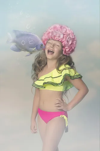 Vista 2 de TAIYO Conjunto de bikini de dos piezas con volantes de neón para niñas de secado rápido tela italiana