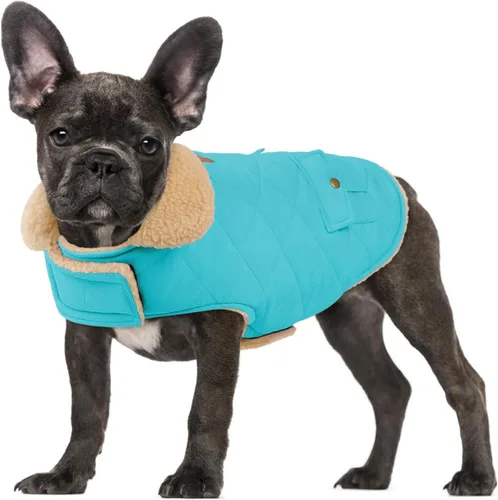 Vista 7 de Abrigo de invierno para perros pequeños, chaqueta sólida para cachorros, abrigo cálido para mascotas para clima frío, prendas acolchadas resistentes
