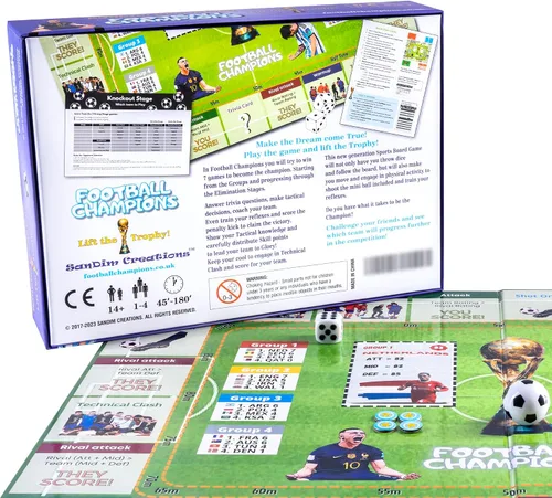 Vista 4 de Juego de mesa de campeones de fútbol – Juegos de mesa familiares para adolescentes a partir de 14 años y adultos – Juego de mesa de estrategia