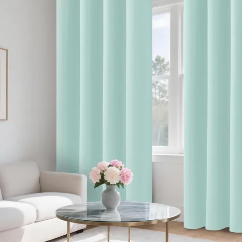 Vista 7 de COSVIYA Cortinas 100% de opacidad para dormitorio con forro negro, bloqueo de luz completa, aislamiento térmico y ojales, tratamiento de ventana