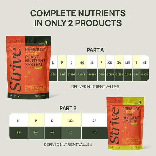 Vista 7 de Strive Fertilizer Part B Paquete – Nutrientes hidropónicos generales Veg + Bloom – Alimento vegetal de primera calidad para interiores, exteriores