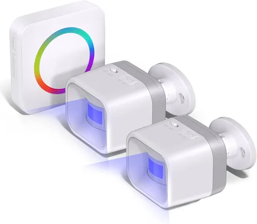 Vista 10 de Alarma inalámbrica para entrada – Sensor de movimiento, detector de movimiento de timbre de puerta, 58 melodías y rango de 500 pies, alerta