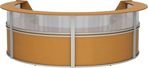 Vista 26 de Linea Italia Oficina curvada, transparente, fácil de montar, mostrador de recepción de 3 paneles para vestíbulo, salón, 142 x 71 pulgadas