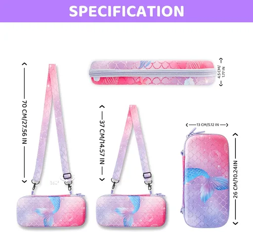 Vista 3 de GLDRAM Purple Carrying Case Compatible with Nintendo Switch OLED, Cute Accessories Kit with Travel Case, Switch OLED Protective Shell, Screen