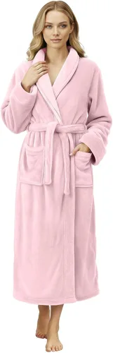 Vista 17 de NY Threads - Bata de baño de lujo para mujer, bata larga de forro polar suave y esponjosa para mujer Negro