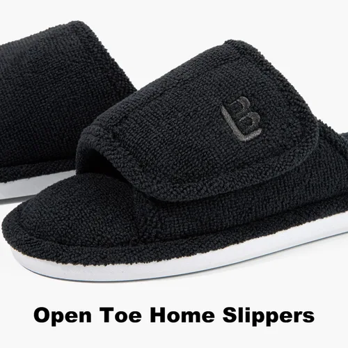 Vista 5 de LongBay Pantuflas de punta abierta para mujer, de espuma viscoelástica, ajustables, para dormitorio, casa, para interiores