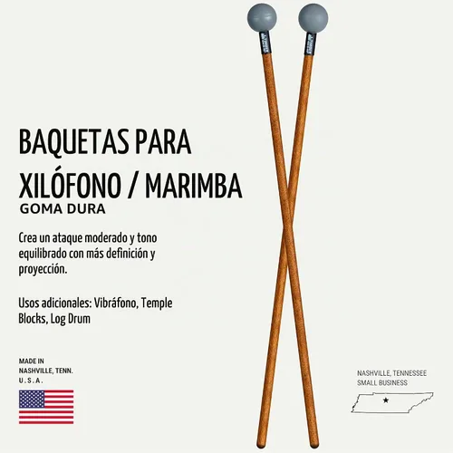 Vista 3 de Mallets de xilófono/marimba — HECHO EN U.S.A. Percusión Gris