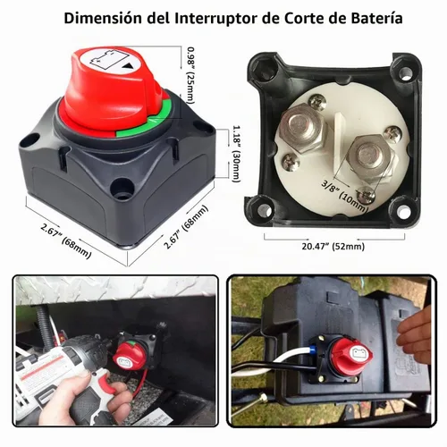 Vista 5 de Interruptor maestro de desconexión de batería, 12 V-48 V, impermeable, interruptor de apagado de encendido y apagado, 275 amperios de alta corriente