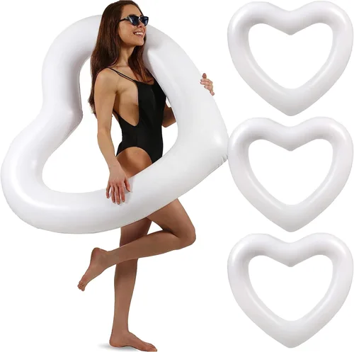 Vista 21 de LOTELI - Flotadores de piscina con forma de corazón originales para adultos, más gruesos y fuertes, flotadores inflables grandes para fiestas