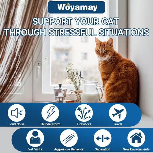 Vista 3 de Woyamay Golosinas calmantes para gatos de cáñamo, 200 golosinas masticables calmantes para gatos para la ansiedad y el alivio del estrés, golosinas