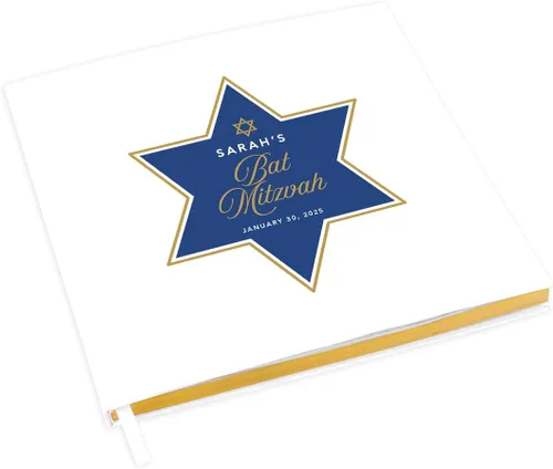 Vista 21 de Andaz Press Libro de invitados personalizado de Bar/Bat Mitzvah con detalles dorados, 120 páginas Art Deco personalizadas, álbum de fotos de tapa