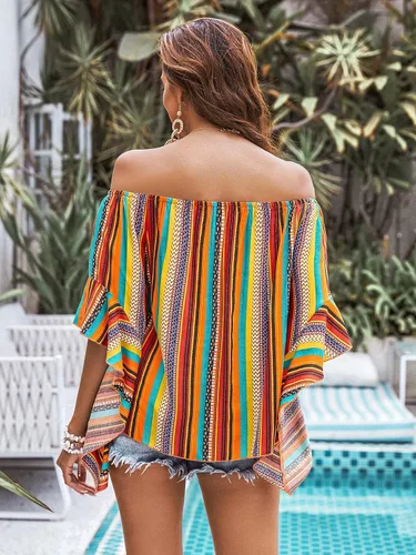 Vista 2 de Verdusa Blusa holgada de media manga con hombros descubiertos para mujer