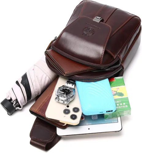 Vista 170 de LUKZIJAES Bolso bandolera de cuero genuino para hombre
