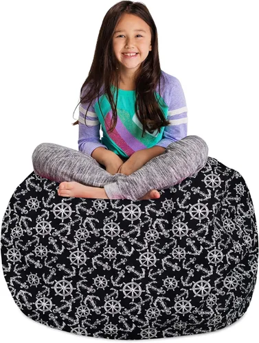Vista 36 de Posh Creations Funda de puf para niños con almacenamiento para animales de peluche - Organizador de juguetes para niños, Mediano 68.58 cm - Lona