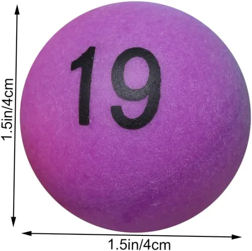 Vista 2 de 50 bolas de pong numeradas de 1.575 in de material de polipropileno para juegos de bingo y fiesta