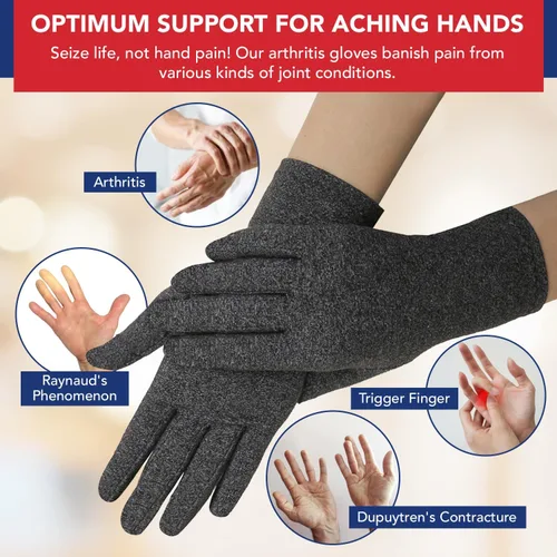 Vista 3 de Doctor Developed Full Fingered Arthritis Compression Gloves Men and Women for Arthritis, Raynauds Disease & Carpal Tunnel