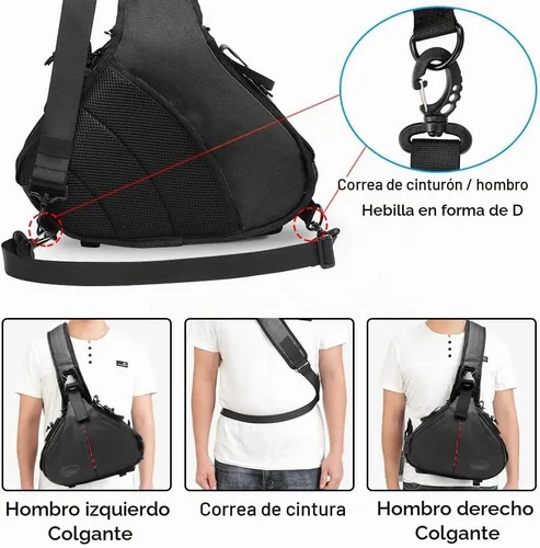 Vista 7 de Caden, bolsa triangular con tira cruzada para cámaras DSLR Sony Canon Rebel Powershot, Nikon Coolpix, Kodah, Olympus, Pentax, Sony con trípode