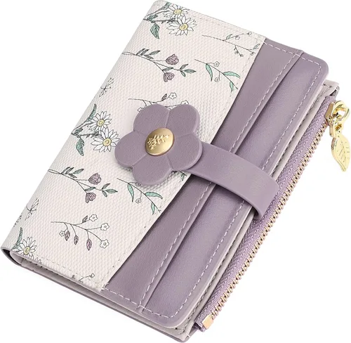 Vista 12 de GAEKEAO Billeteras pequeñas para mujer, con bloqueo RFID, plegable, de piel vegana, con bolsillo con cremallera, ventana de identificación