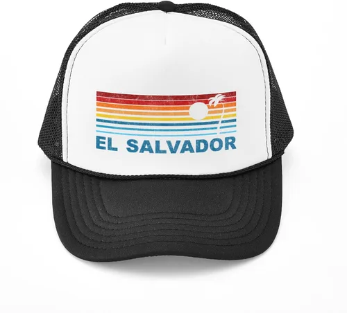 Vista 3 de CafePress Sombrero de camionero retro con palmera de El Salvador