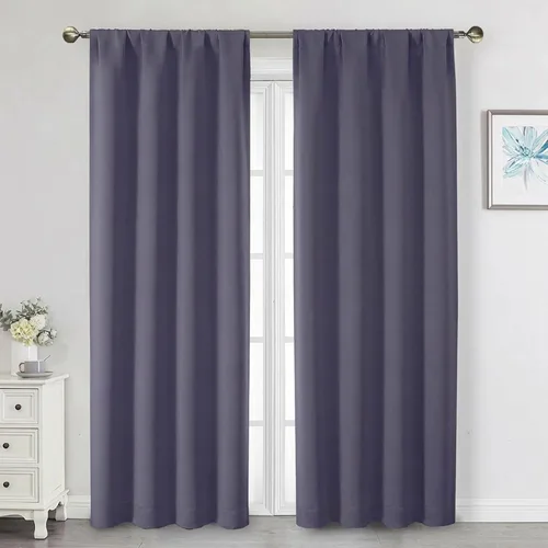 Vista 110 de Cortinas opacas para dormitorio, sala de estar, juego de 2 paneles de 54 pulgadas de largo, cortinas de oscurecimiento de habitación con aislamiento