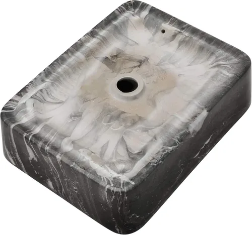 Vista 37 de Fregadero de baño de recipiente, semiempotrado, blanco y negro, 19 x 12 pulgadas, sobre encimera, fregaderos de cerámica rectangulares, encimera