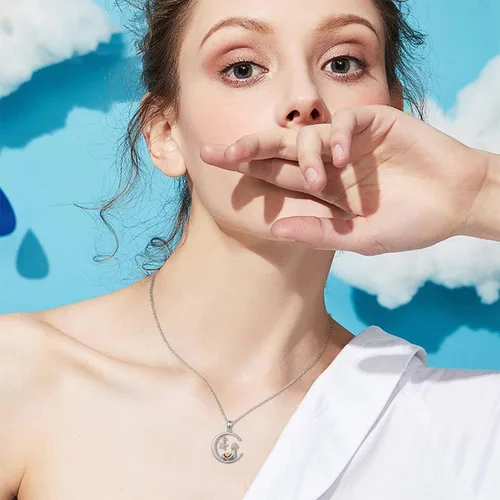 Vista 3 de JUSTKIDSTOY Llama Necklace Sterling Silver Cute Alpaca Pendant Necklace Jewelry Gift for Women Mum Daughter Birthday