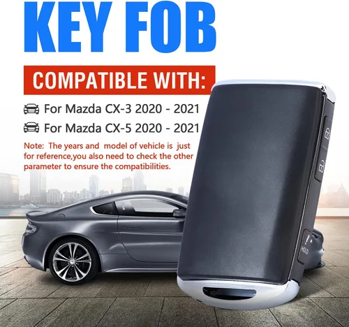 Vista 3 de Keymall Reemplazo de llavero de entrada sin llave remoto inteligente para Mazda CX-3 CX-5 2020 2021 3 botones 315MHz 4A Chip FCCD: WAZSKE13D03 P/N