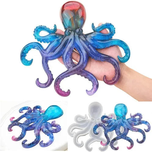 Vista 8 de Molde de resina de pulpo, Gasusen 3D de animales marinos grandes, pulpo, moldes de silicona para fundición de resina epoxi, adornos colgantes