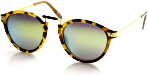 Vista 4 de Gafas de sol retro vintage inspiradas en el borde con cuernos redondo P-3 marco