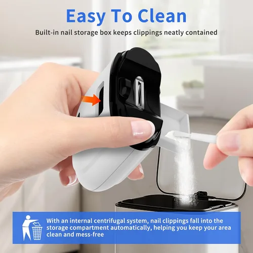 Vista 7 de Cortaúñas eléctrico, lima de uñas eléctrica 3 en 1 con luz LED y 3 velocidades, lima de uñas eléctrica automática y almacenamiento de restos