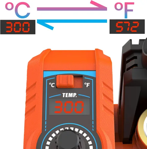 Vista 5 de 926LED V3 - Estación de soldadura de nivel básico de 60 W, kit de hierro en naranja con control de temperatura que incluye manos de ayuda, soldadura