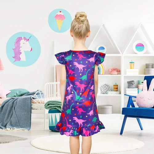 Vista 5 de Fiodrimy Girls Nightgowns Unicorn Sleepwear Night Sleep Dress Pajamas Little Kids Toddler Soft Nightgown